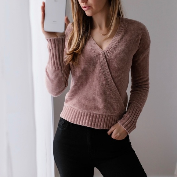 11thstreet Sweaters - 11thstreet Pink Chenille Wrap Sweater